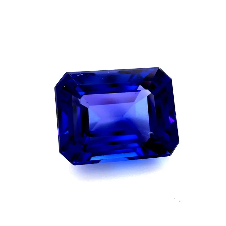 9.91 Carat Tanzanite Emerald Cut, Unset 3-Stone Ring Pendant Enhancer Gemstone