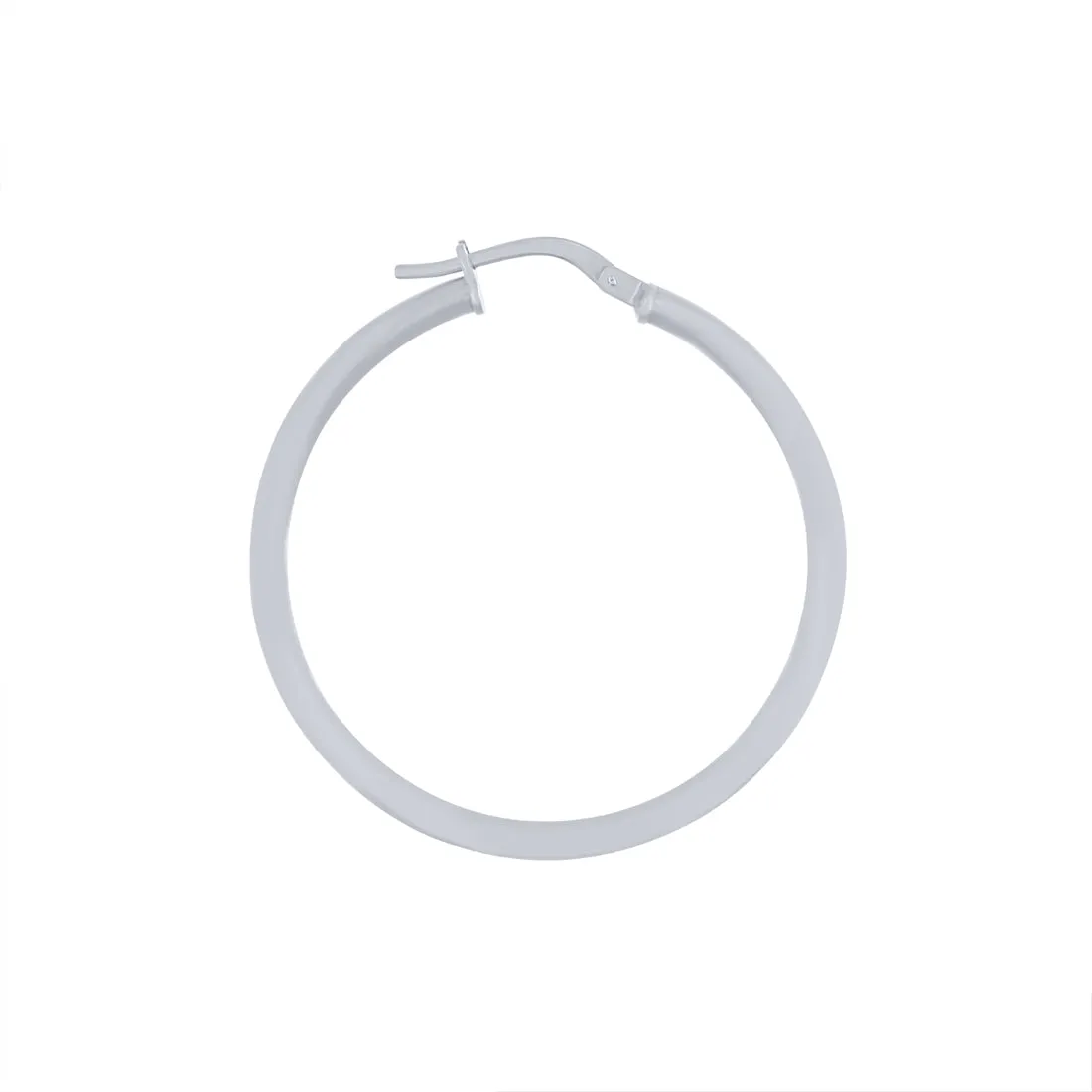9ct White Gold Silver Infused Plain Hoop Earrings