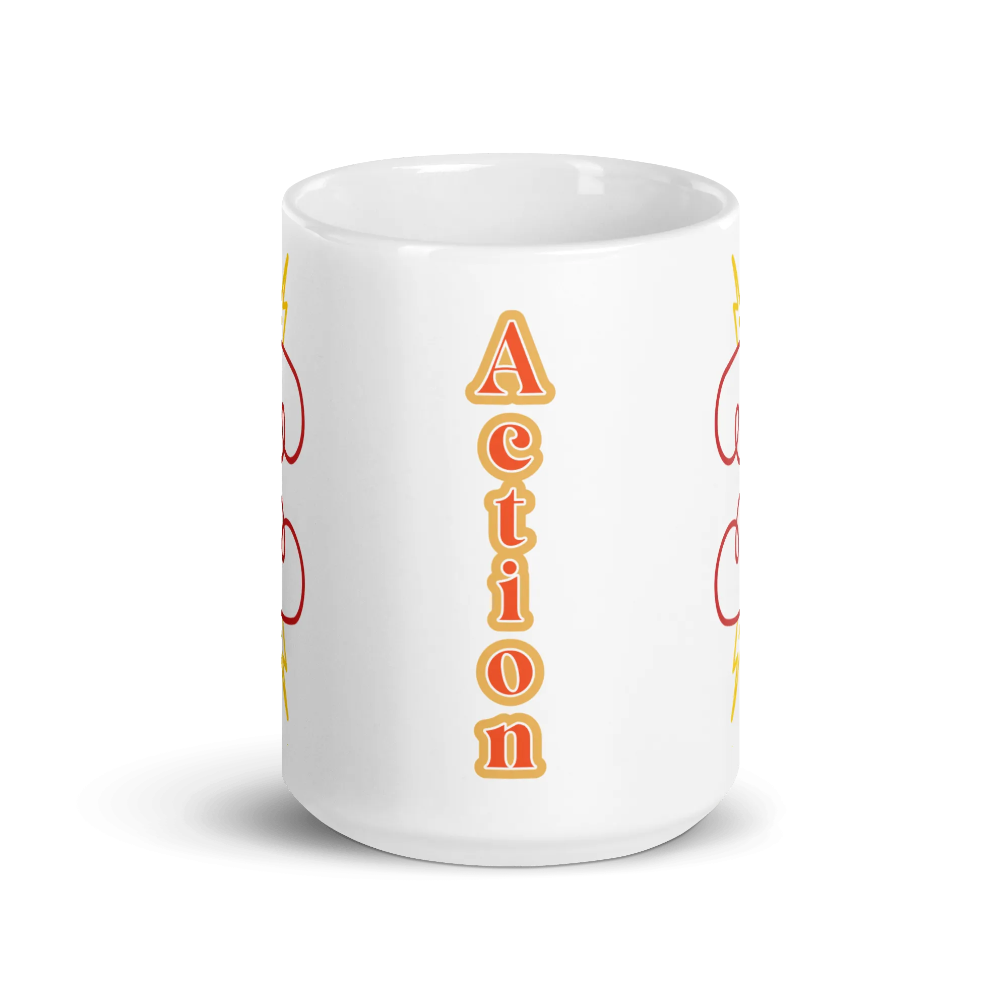 Action! White Glossy Mug Zero