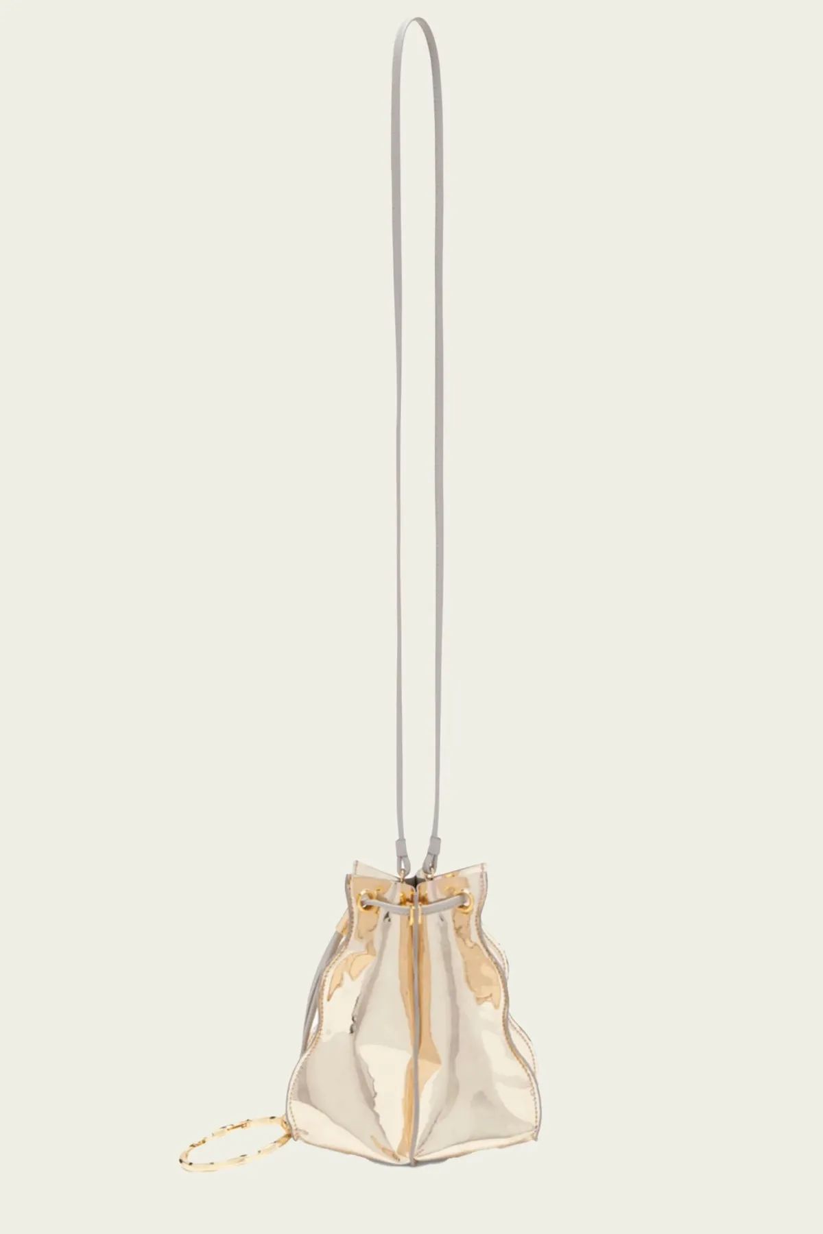 Adria Pleated Wave Leather Pochette in Gold Python