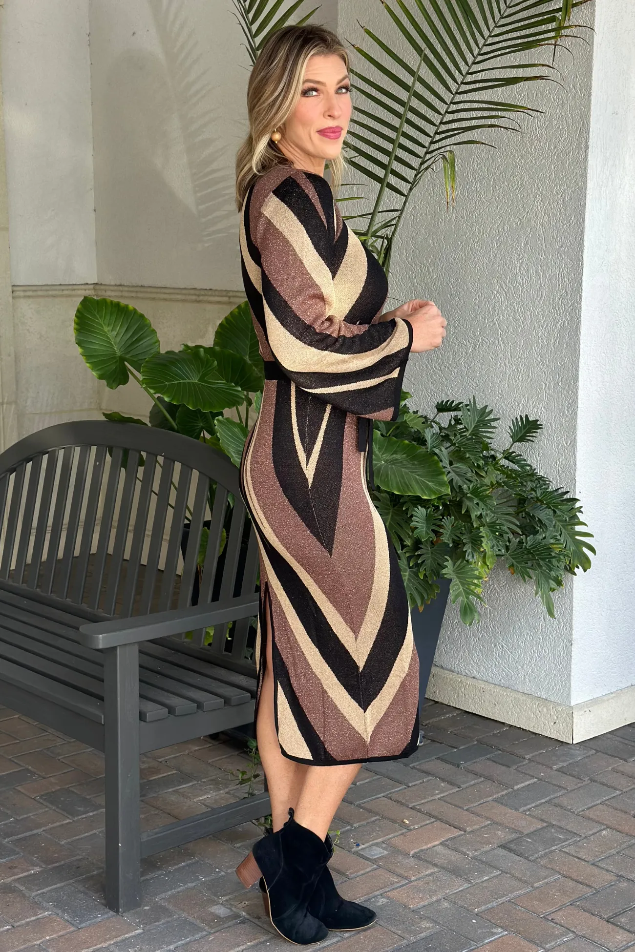 Agnes Printed Sweater Midi Dress