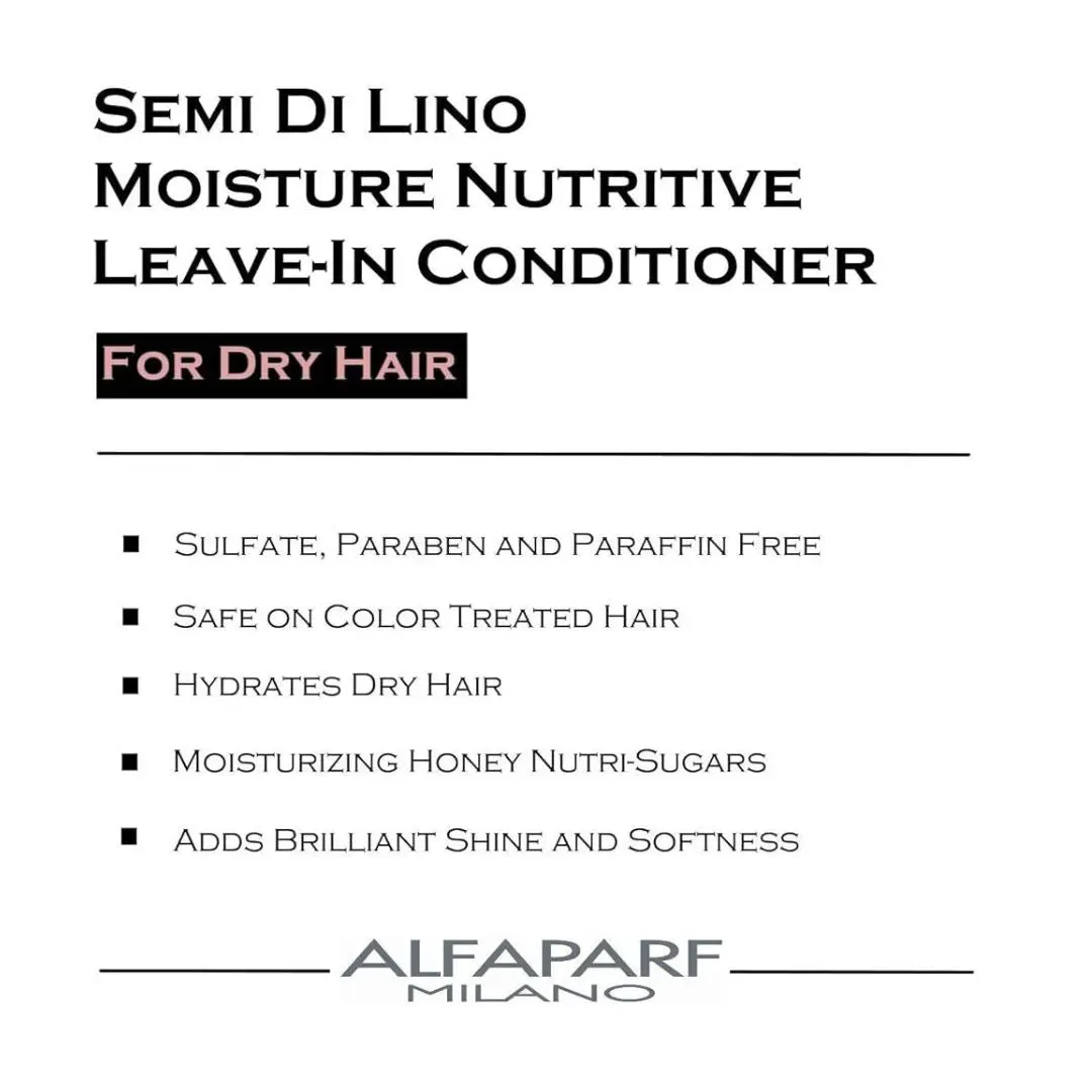 Alfaparf Milano Semi Di Lino Moisture Nutritive Low Shampoo 250ml & Leave-In Conditioner 200ml Duo