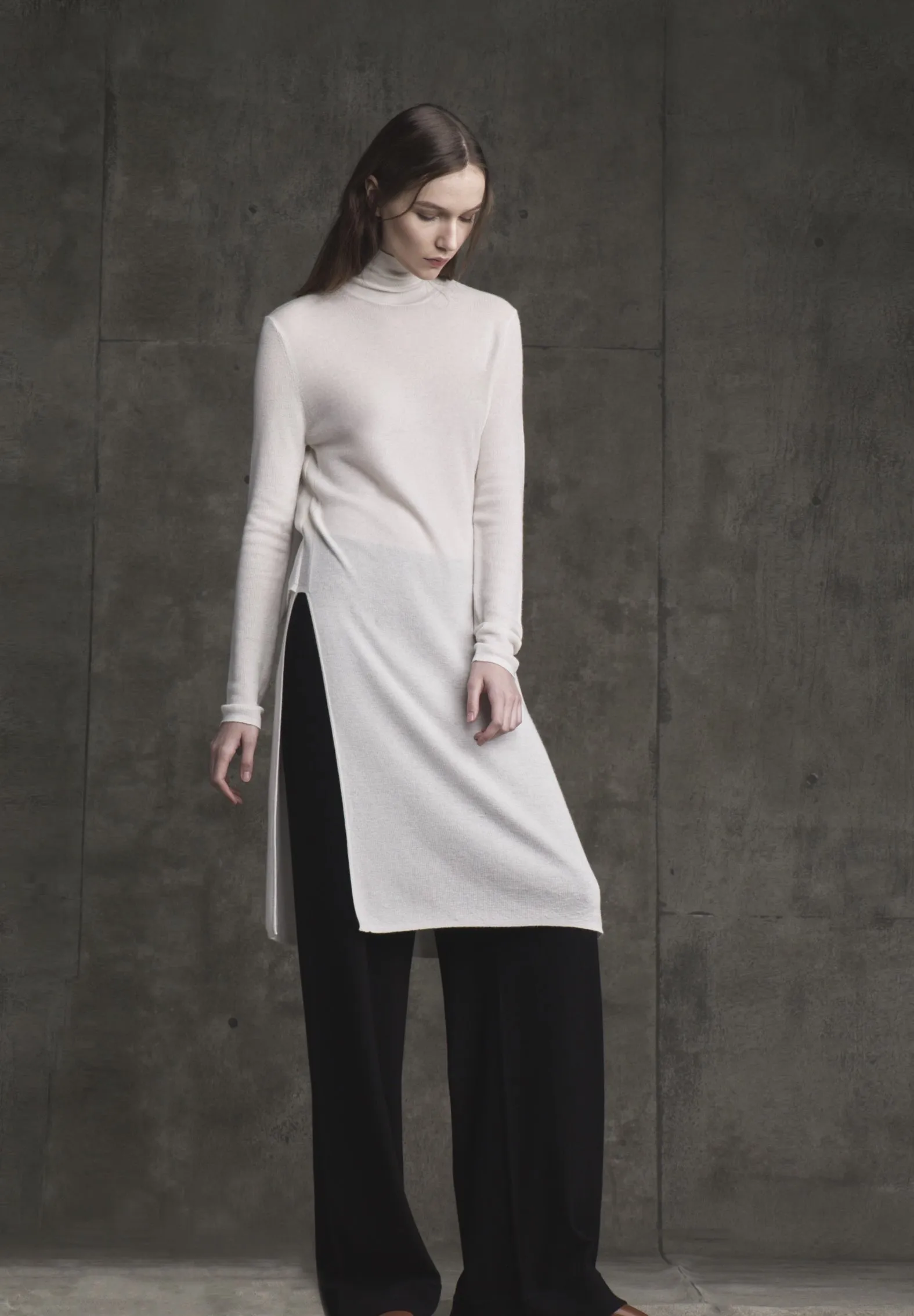 Aria T-Neck Tunic in Charcoal