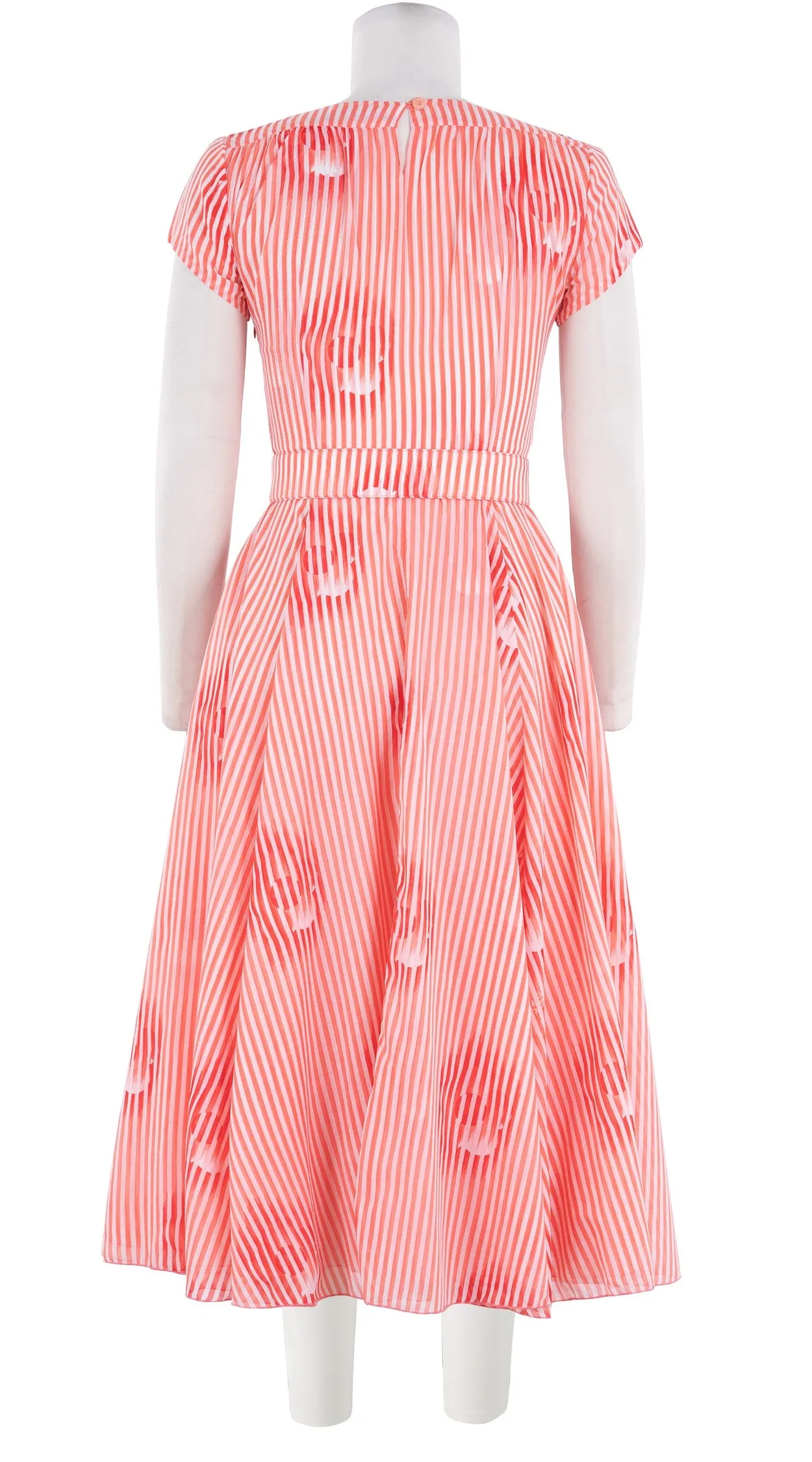 Aster Dress Crew Neck Short Sleeve Midi Length Cotton Musola (Oxford Stripe)