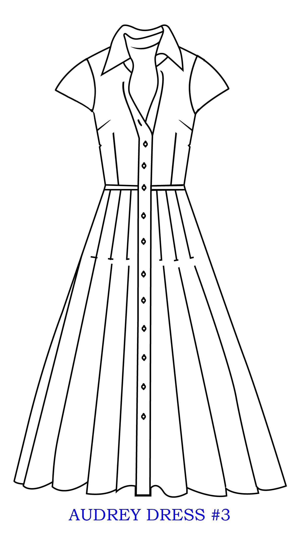 Audrey Dress #3 Shirt Collar Cap Sleeve Long  3 Length Cotton Stretch (Emperor Tulip Pastel)