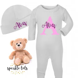 Baby Girls initial sleepsuit