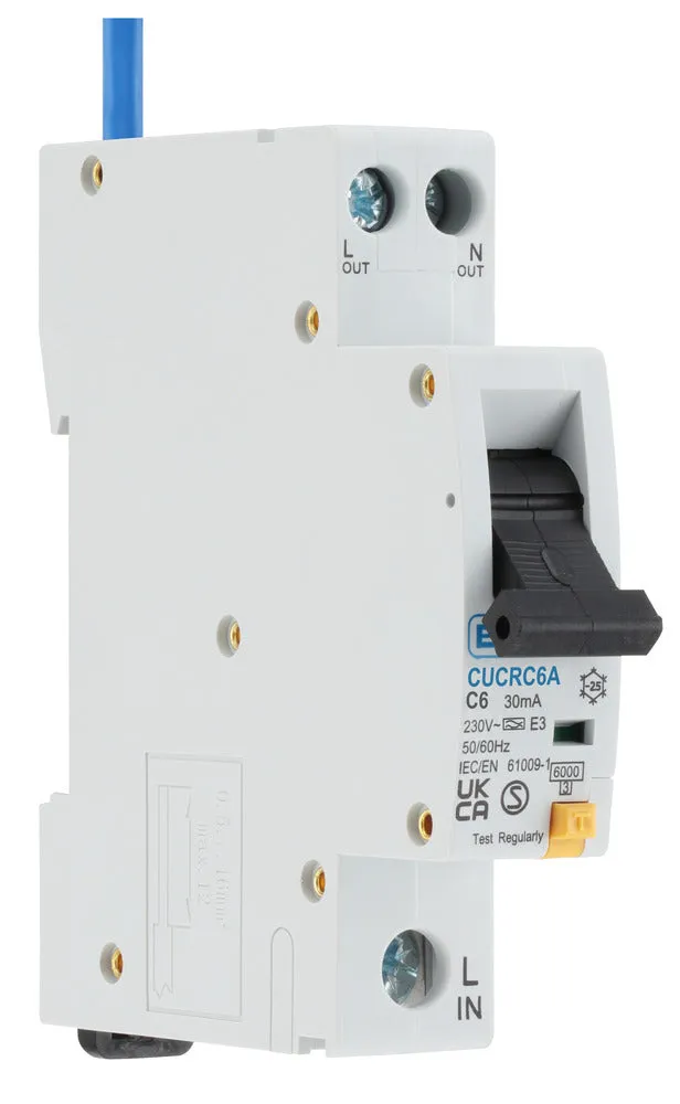 BG CUCRC6A 6A SP 1 Module C Curve 6kA 30mA Type A Compact RCBO