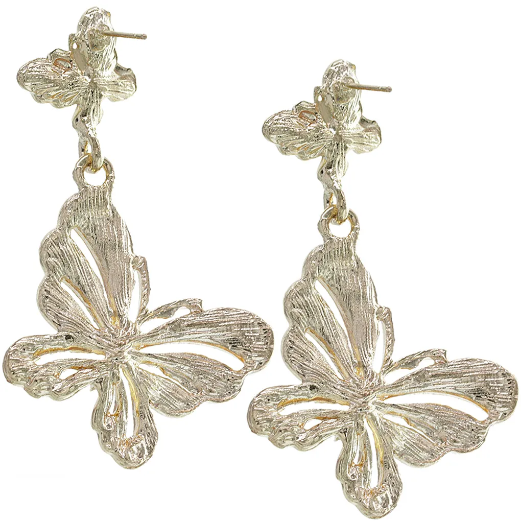 Black Butterfly Rhinestone Dangle Earrings