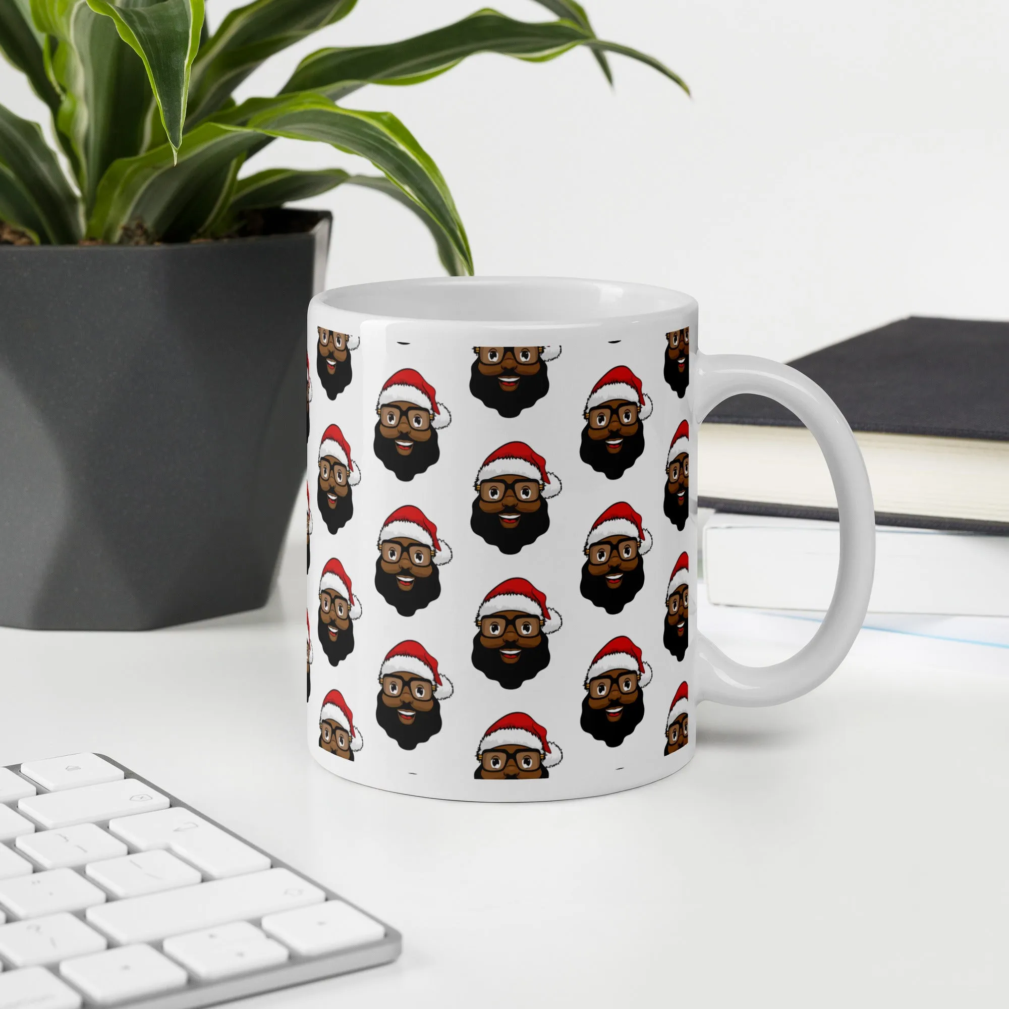 Black Santa White glossy mug