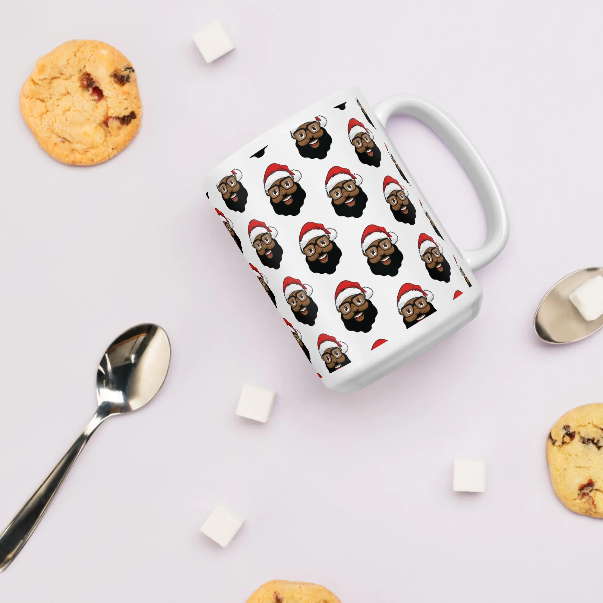 Black Santa White glossy mug
