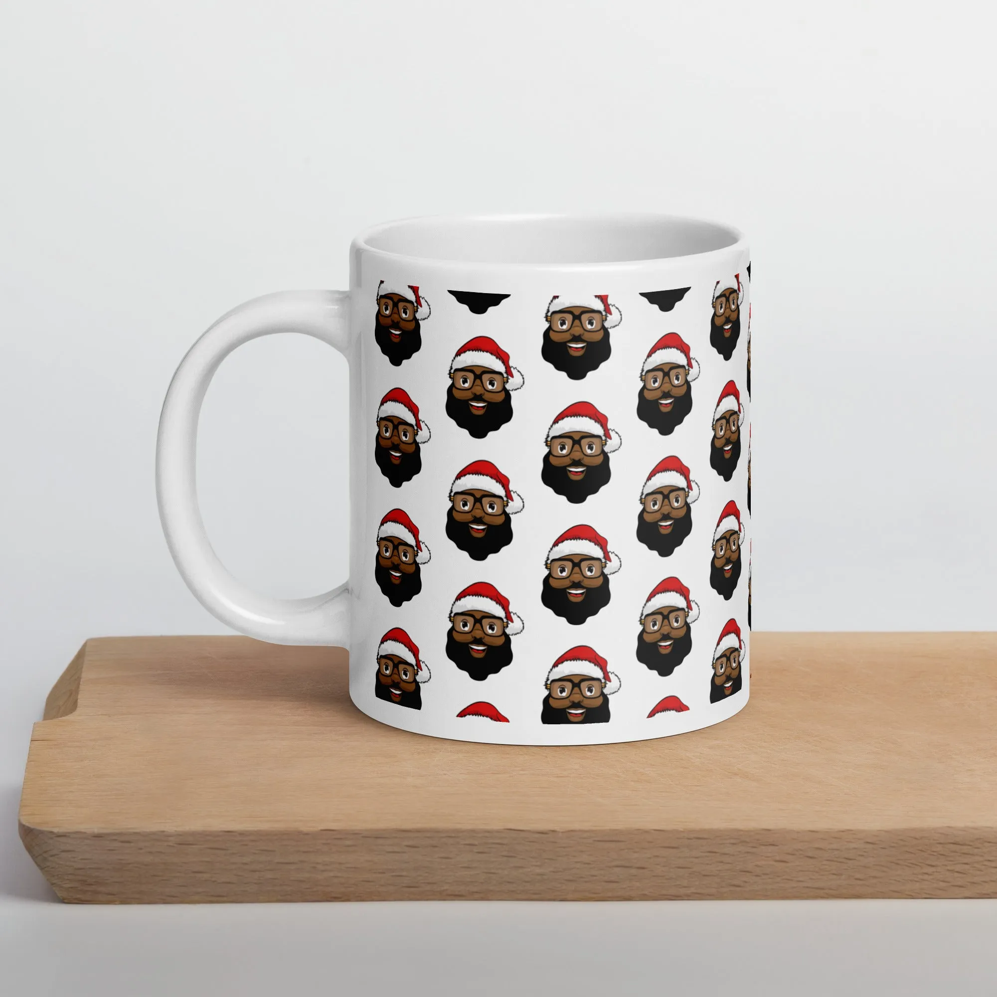 Black Santa White glossy mug