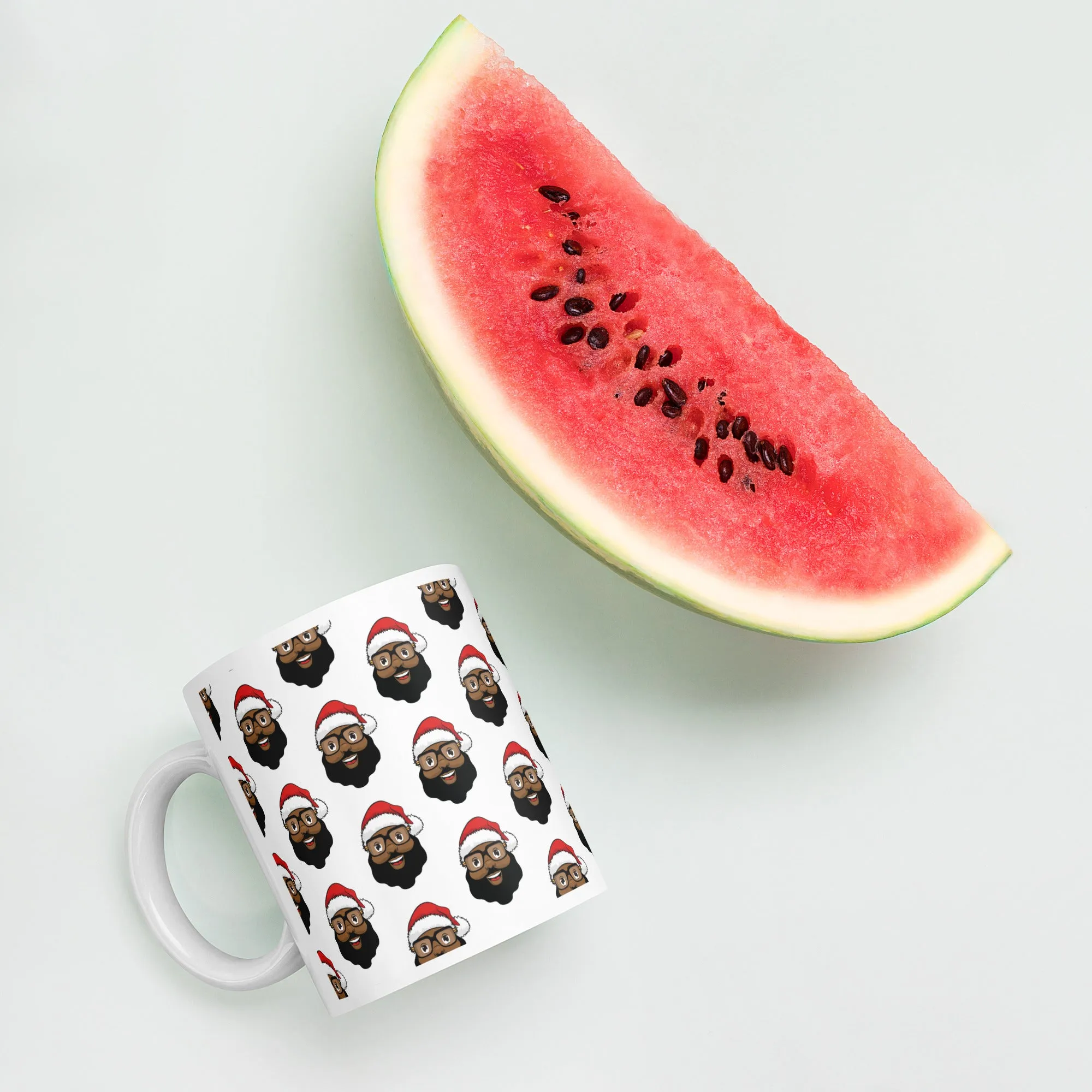Black Santa White glossy mug