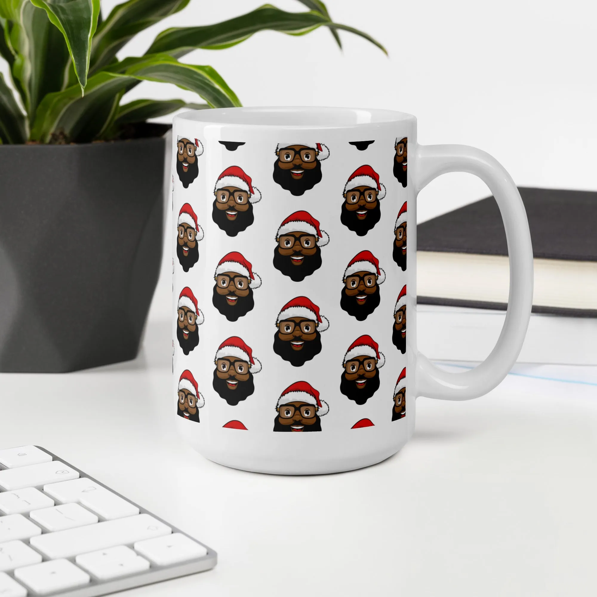 Black Santa White glossy mug
