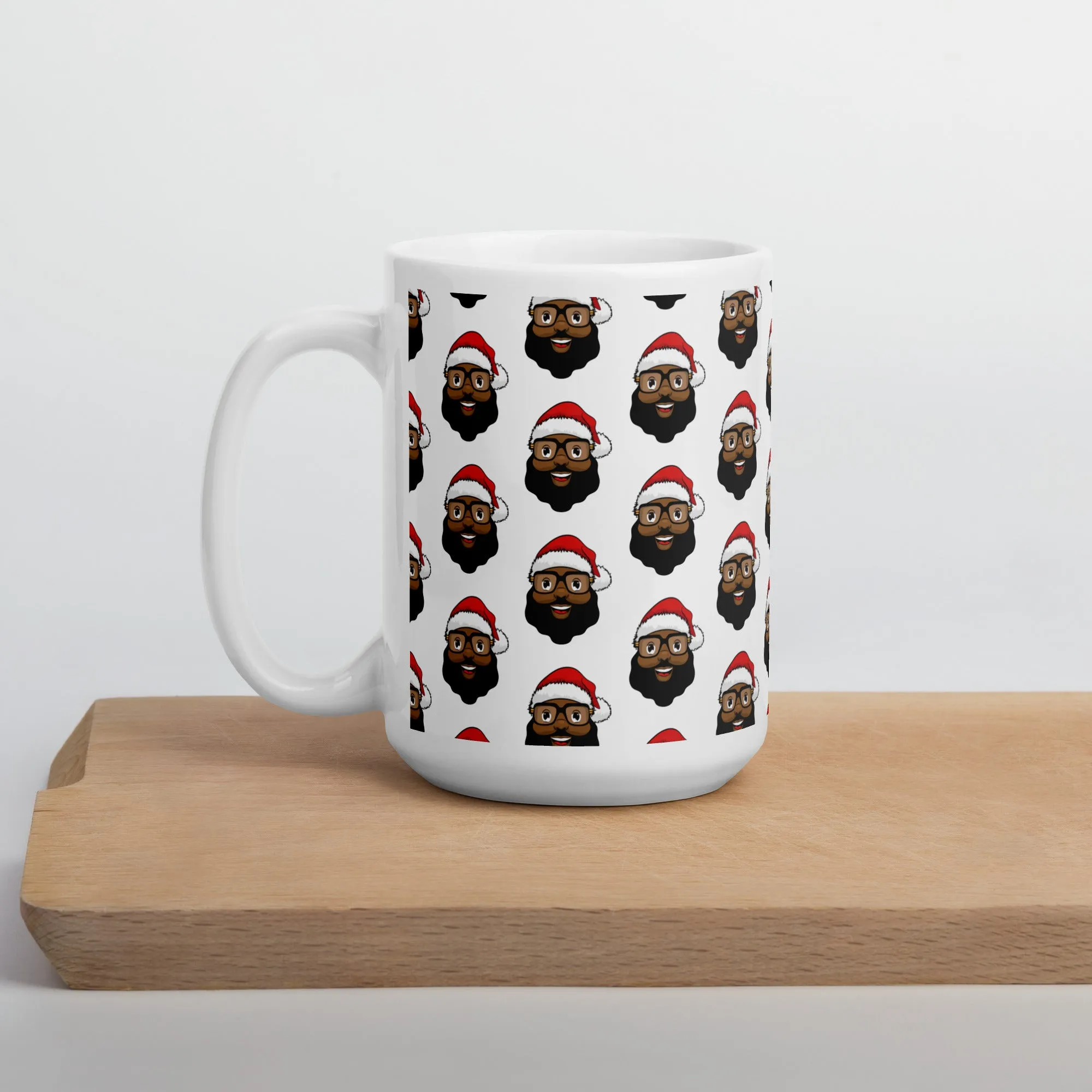Black Santa White glossy mug