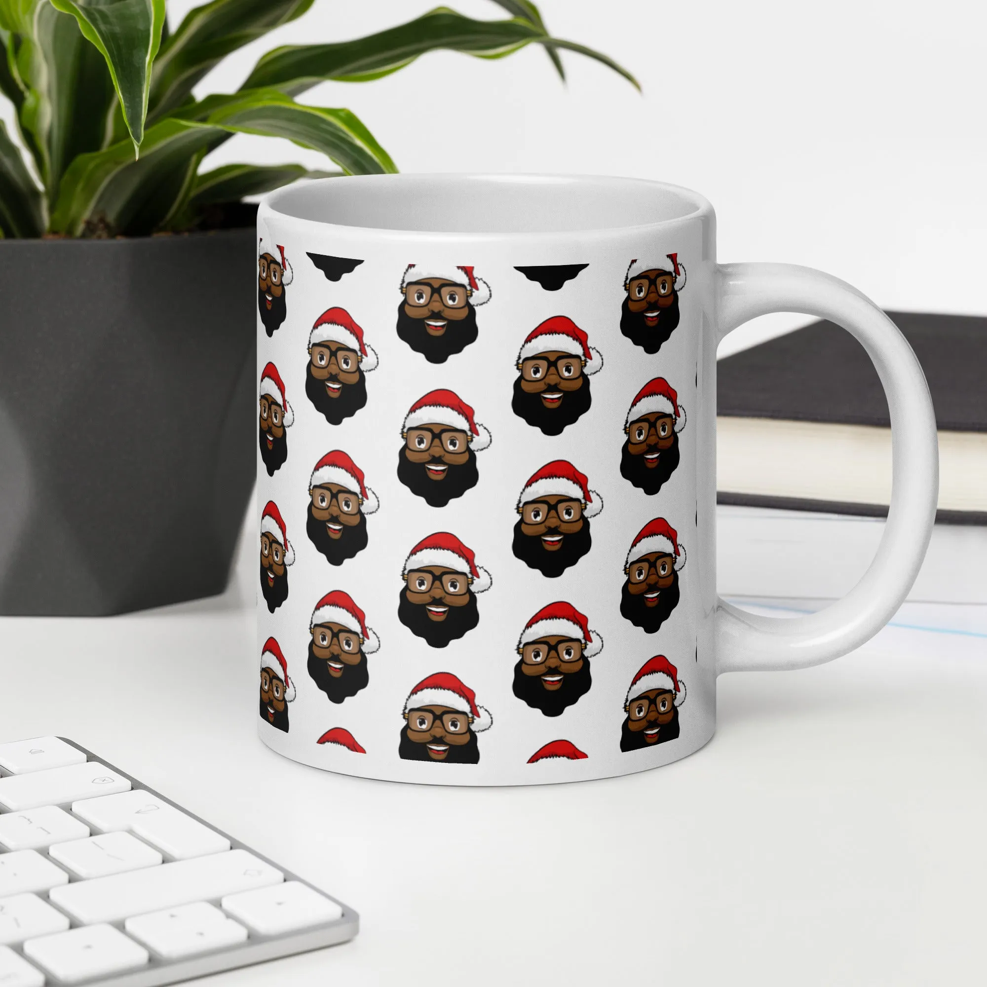 Black Santa White glossy mug