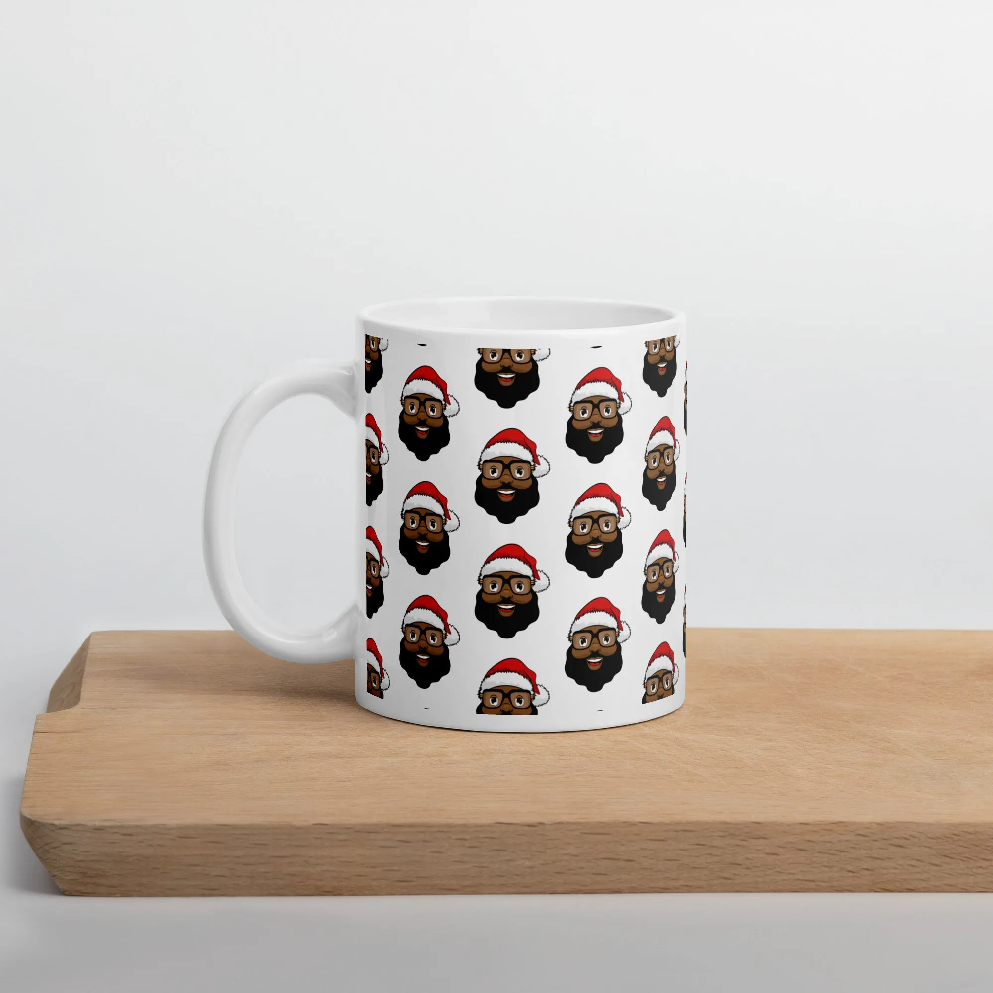 Black Santa White glossy mug