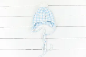 Blue Gingham  Pom Hat