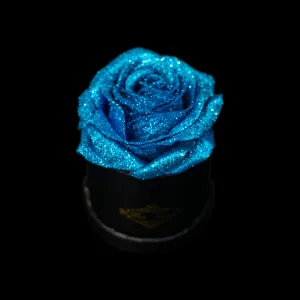 Blue Glitter Roses - Black Micro Box (1 Rose)