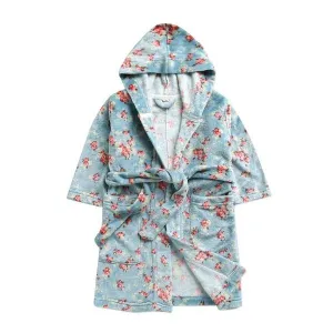 Blue Super Soft Floral Hooded Robe
