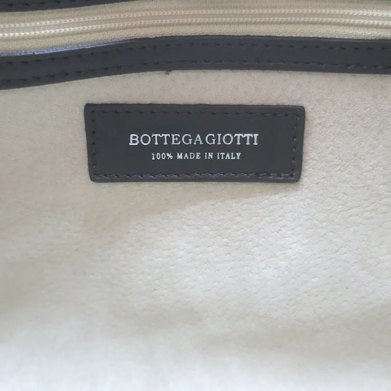 Bottega Giotti Woven Medium Shoulder Bag Gold Metallic & Brown Leather NEW