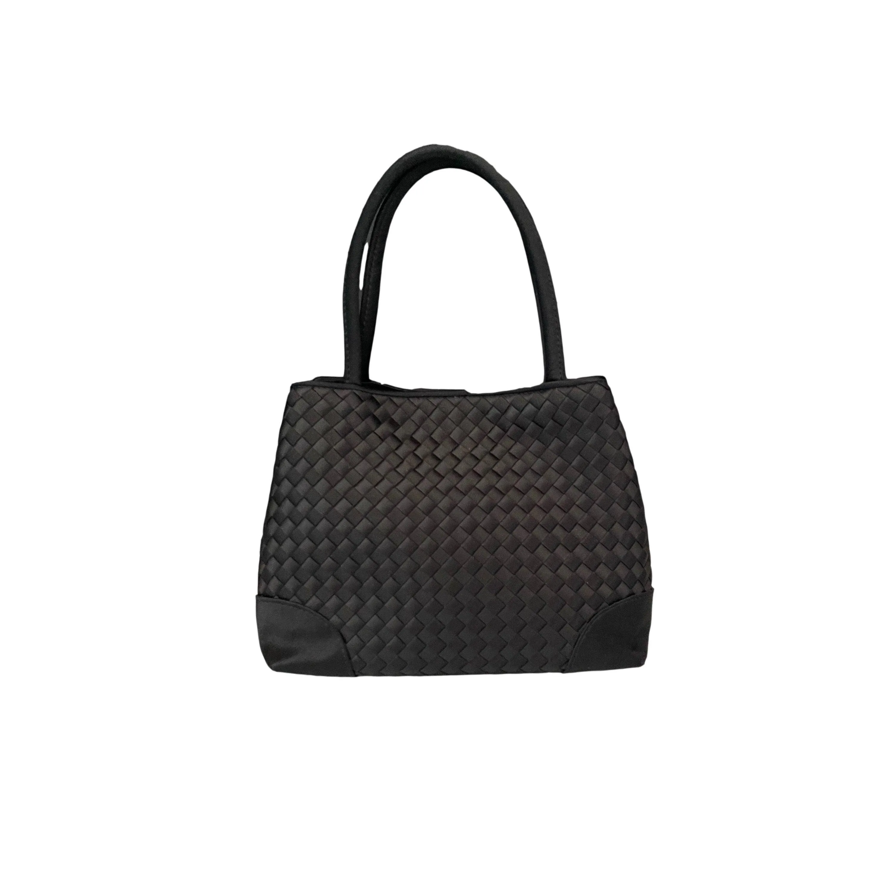 Bottega Veneta Black Woven Satin Mini Bag
