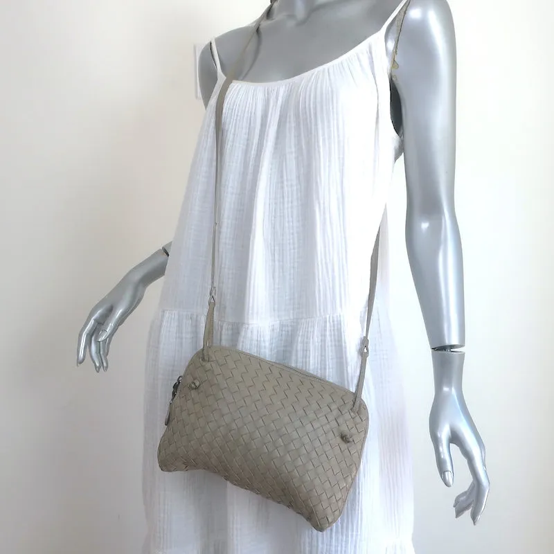 Bottega Veneta Nodini Intrecciato Crossbody Bag Taupe Leather