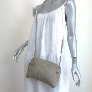 Bottega Veneta Nodini Intrecciato Crossbody Bag Taupe Leather