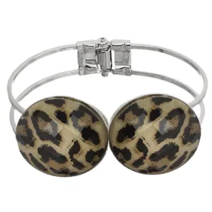 Brown Glossy Cheetah Print Hinged Bracelet