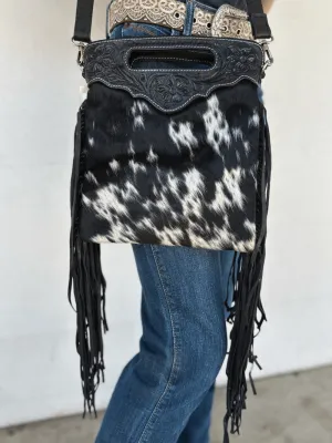 Cali Cowhide with Leather Tooling Bag