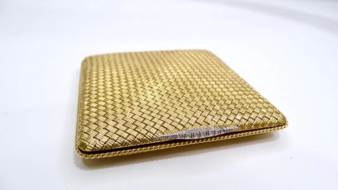 Cartier 18k 750 Yellow Gold and Diamond Compact