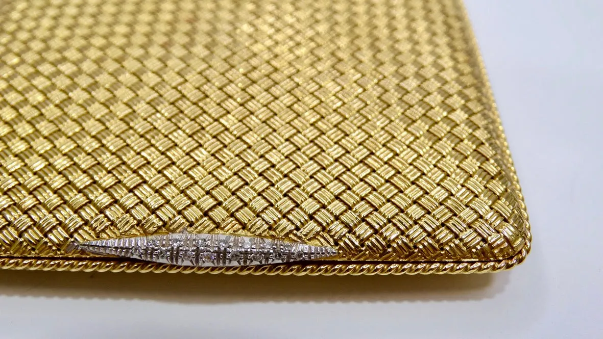 Cartier 18k 750 Yellow Gold and Diamond Compact