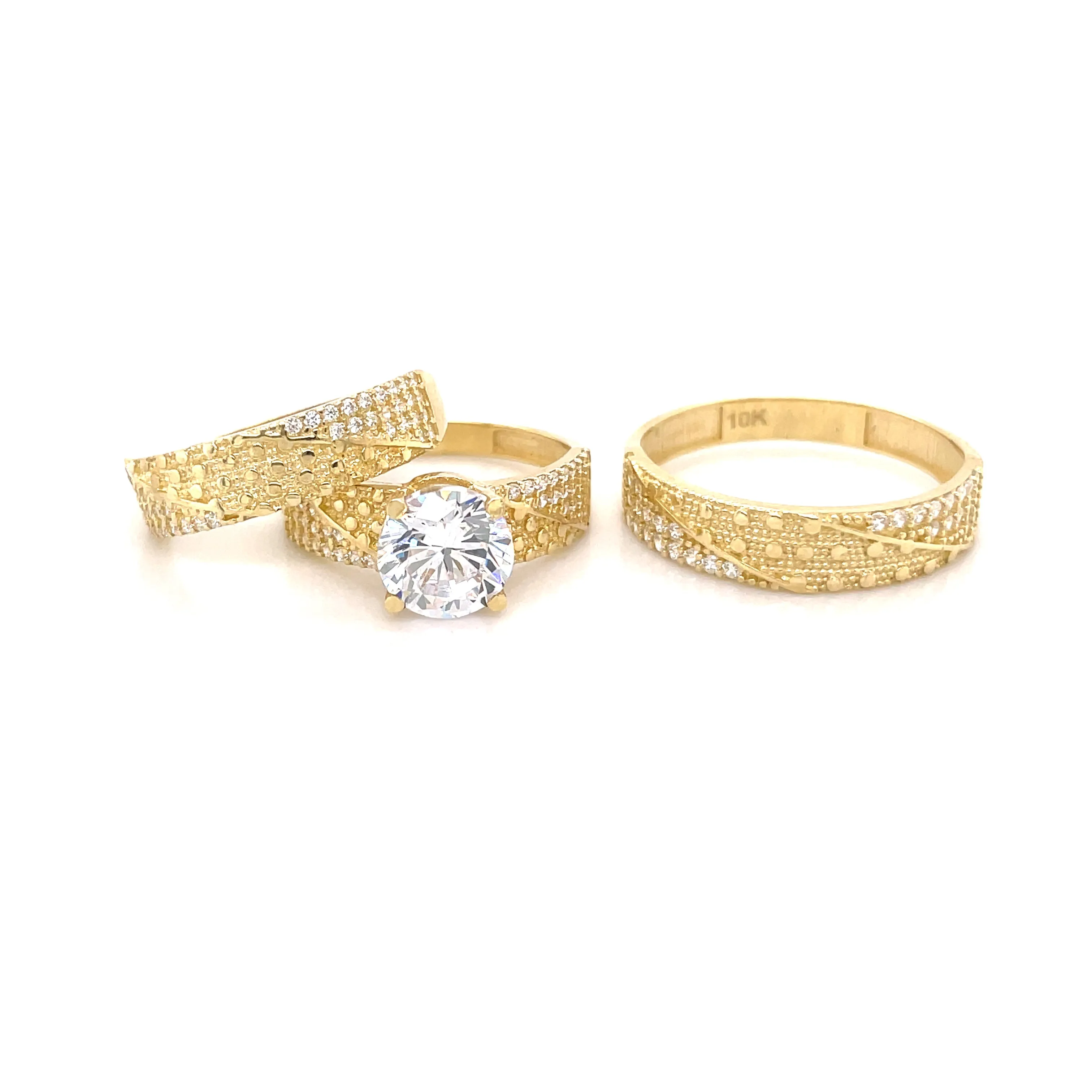 Carved & Shiny Wedding Trio -65112/13