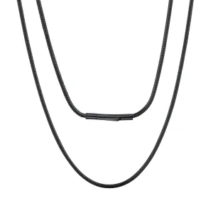 ChainsPro Men Black Waterproof Braided Leather Necklace Chain with Snap Clasp, 2mm Width, 16"-30"