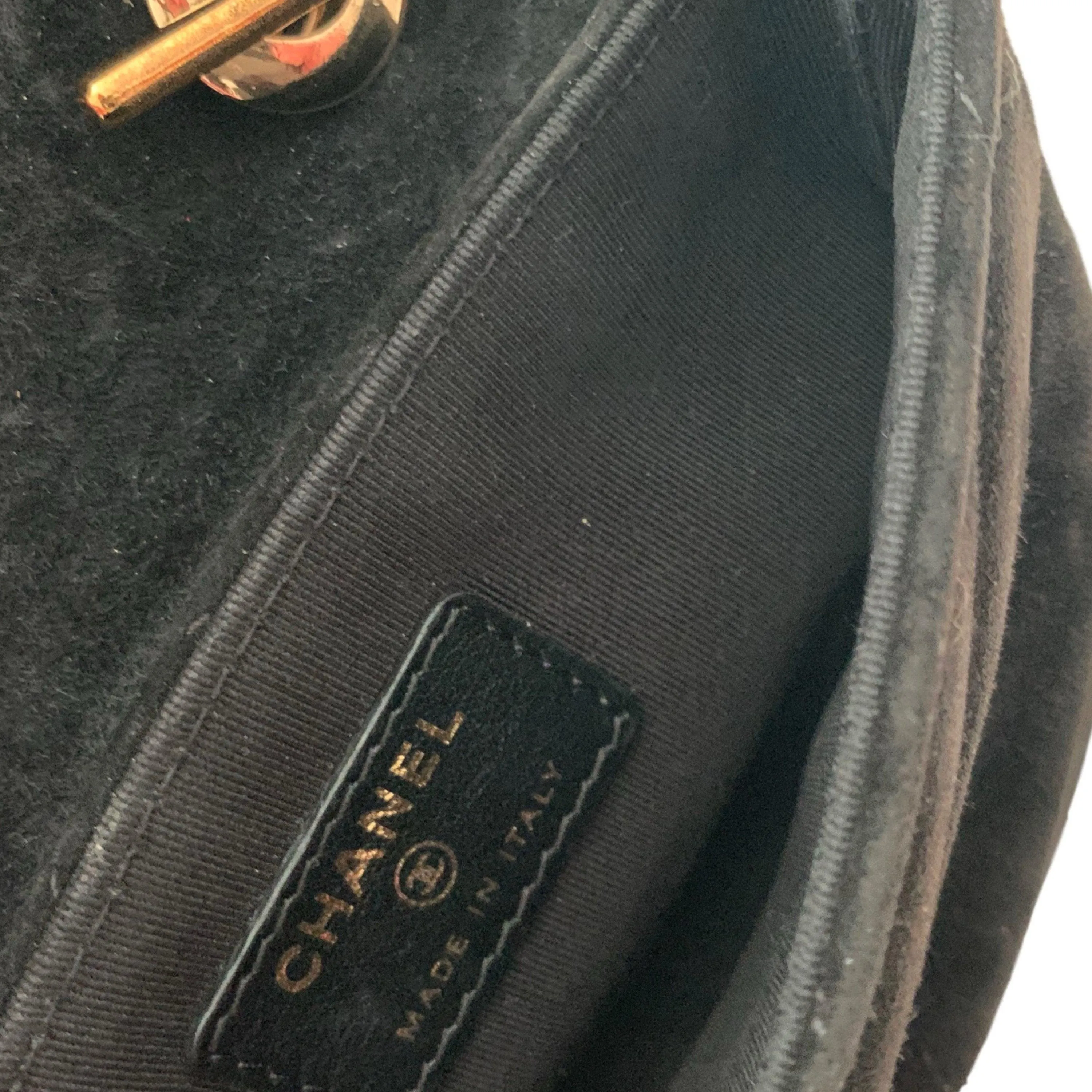 Chanel Black Chevron Suede Mini Chain Flap Bag