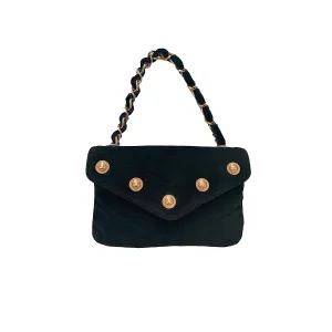 Chanel Black Chevron Suede Mini Chain Flap Bag