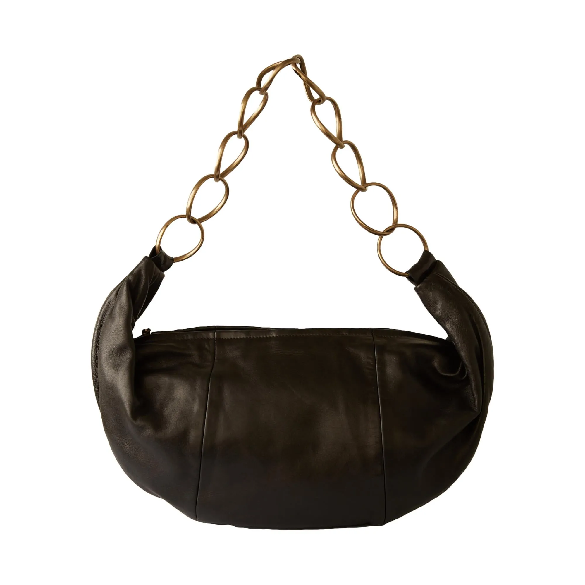 Chanel Black Leather Chain Hobo Bag