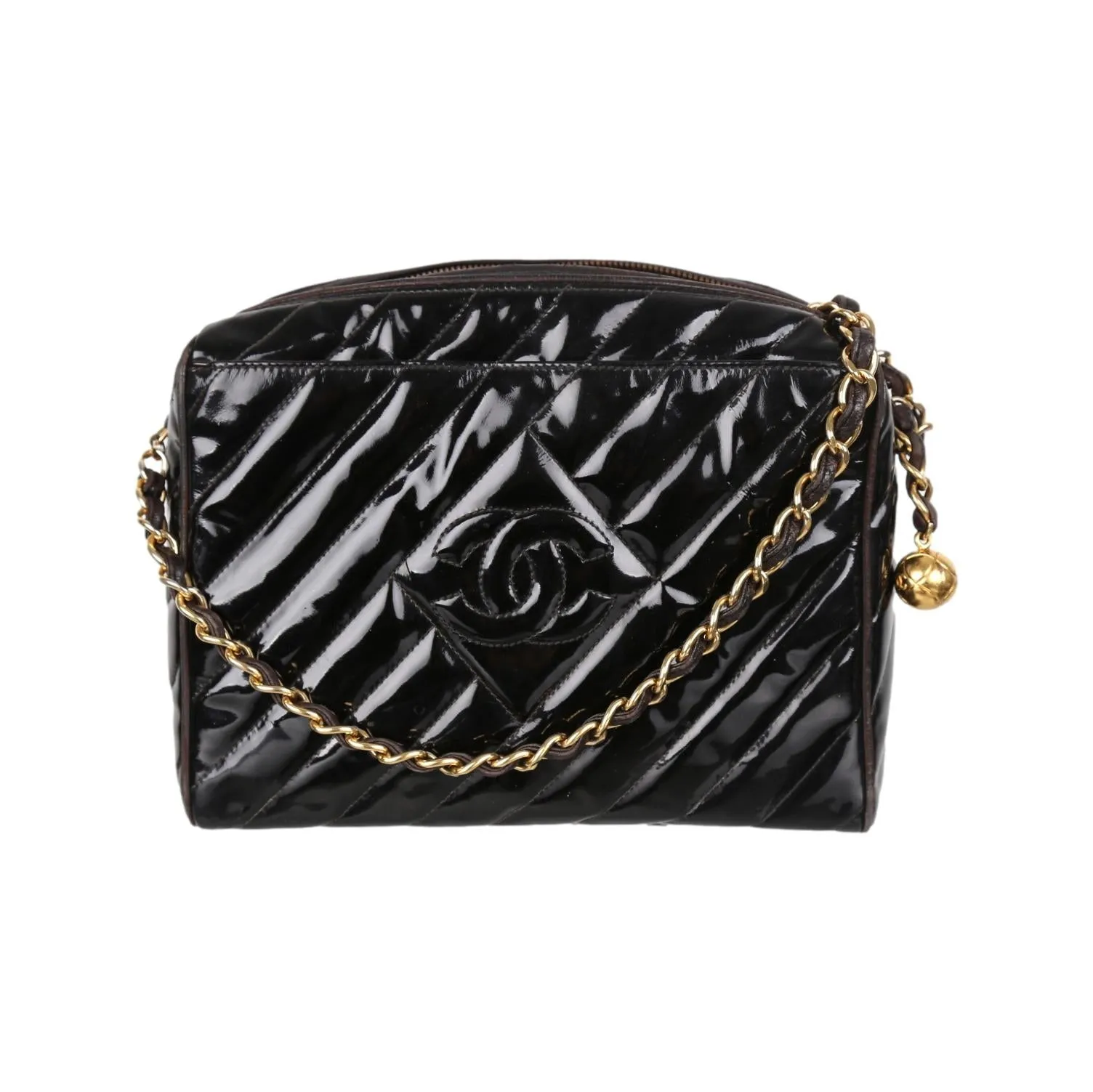 Chanel Black Patent Chain Crossbody Bag