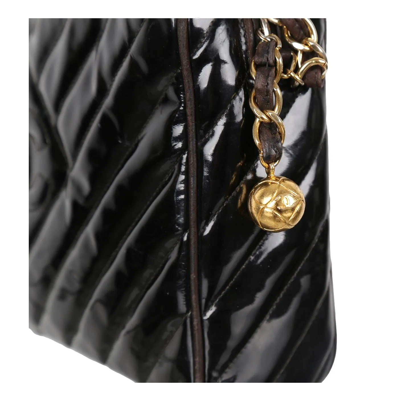 Chanel Black Patent Chain Crossbody Bag
