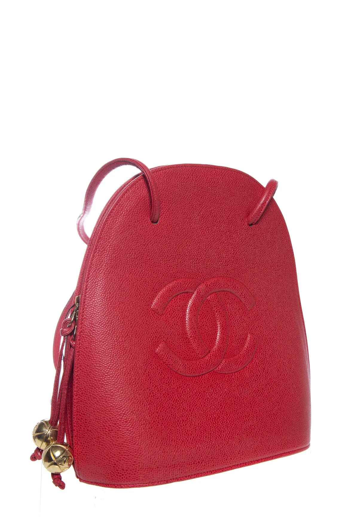 Chanel Vintage 1994-1996 Red Caviar Rounded Tote