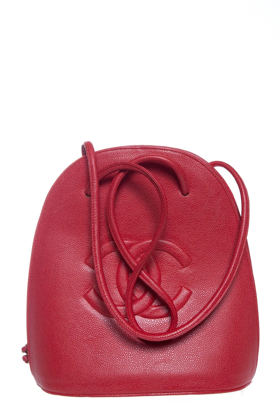 Chanel Vintage 1994-1996 Red Caviar Rounded Tote