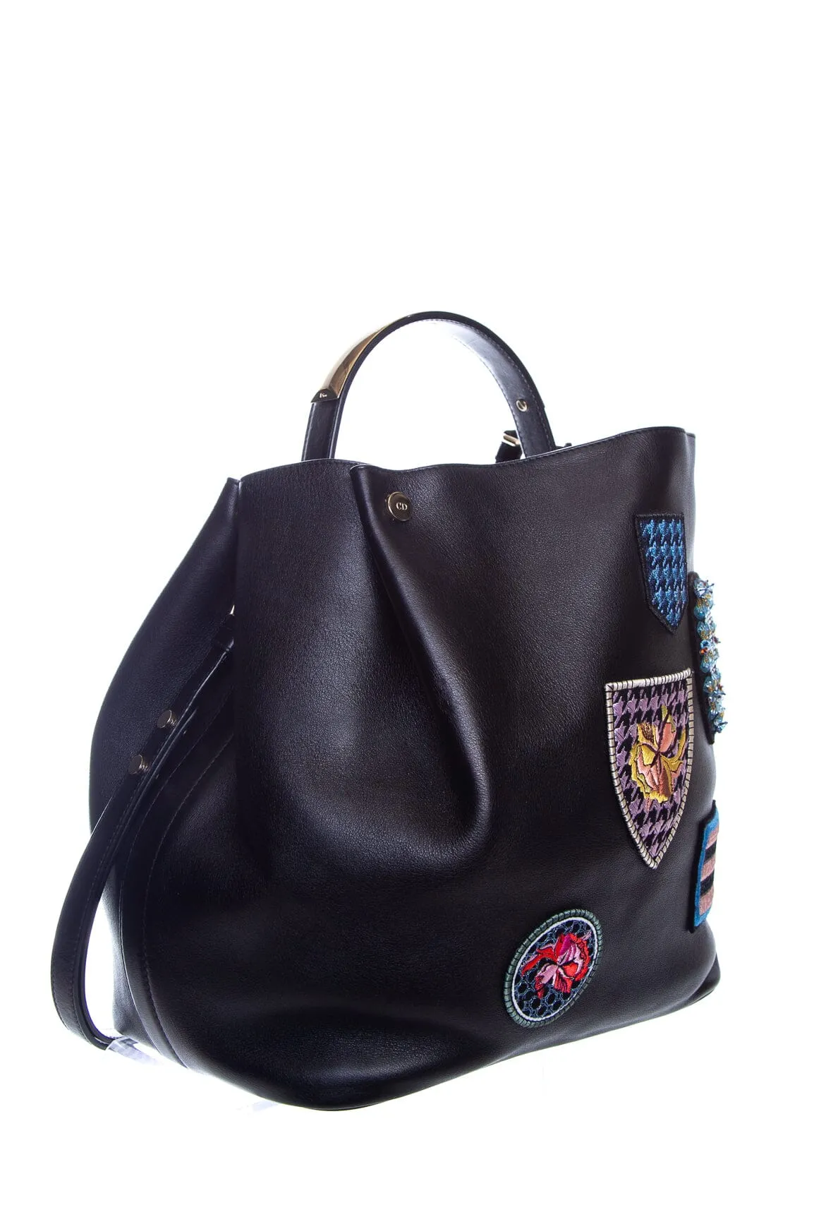 Christian Dior DIORIFIC Black Leather Patch Tote W/ Pouchette