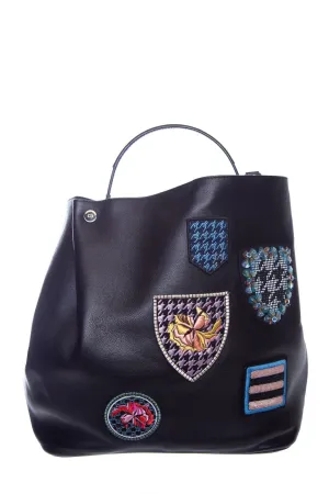 Christian Dior DIORIFIC Black Leather Patch Tote W/ Pouchette