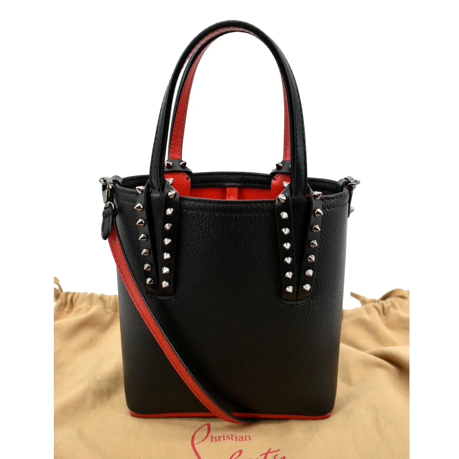 CHRISTIAN LOUBOUTIN Cabata Mini Leather Tote Bag Black