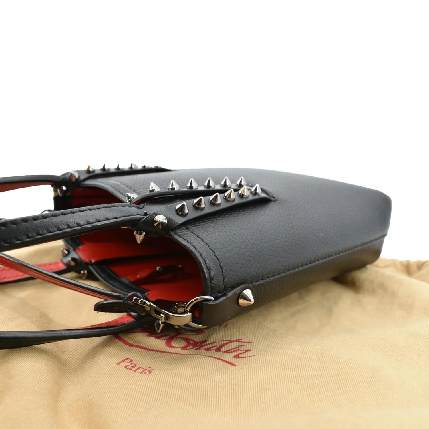 CHRISTIAN LOUBOUTIN Cabata Mini Leather Tote Bag Black