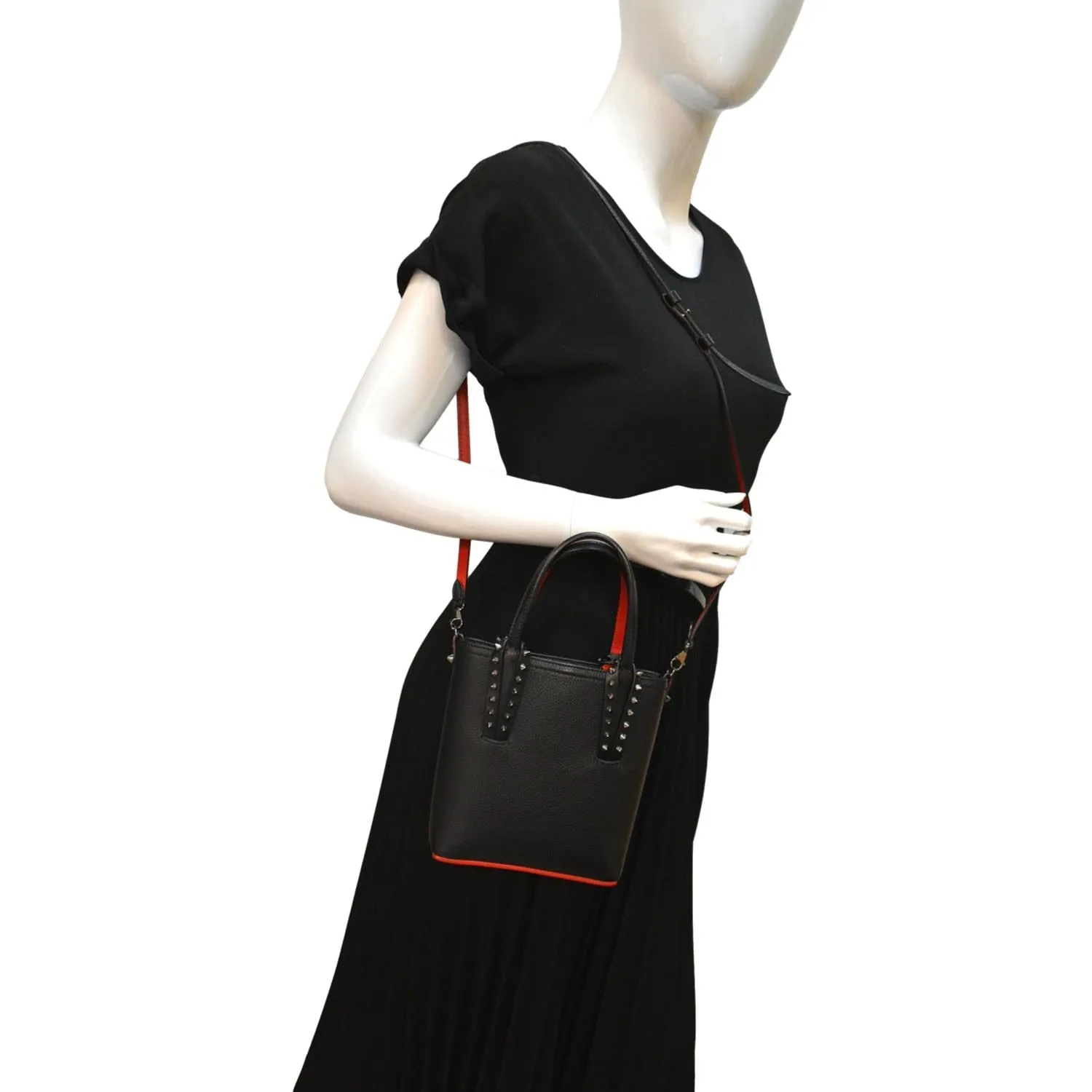 CHRISTIAN LOUBOUTIN Cabata Mini Leather Tote Bag Black
