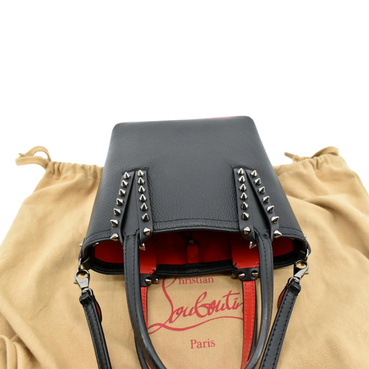 CHRISTIAN LOUBOUTIN Cabata Mini Leather Tote Bag Black