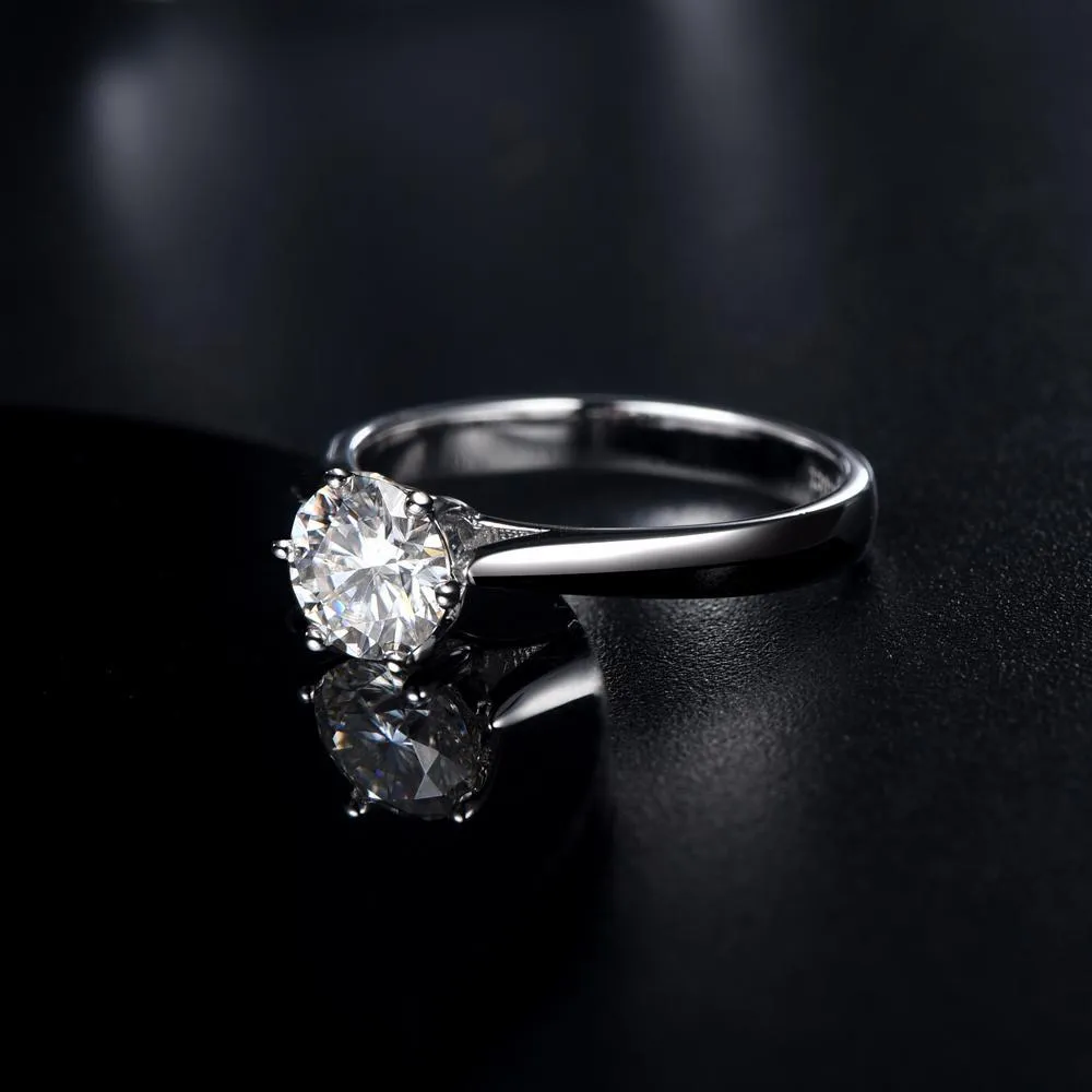 Classic Six Claw with Plain Band, 1.00ct Round Cut