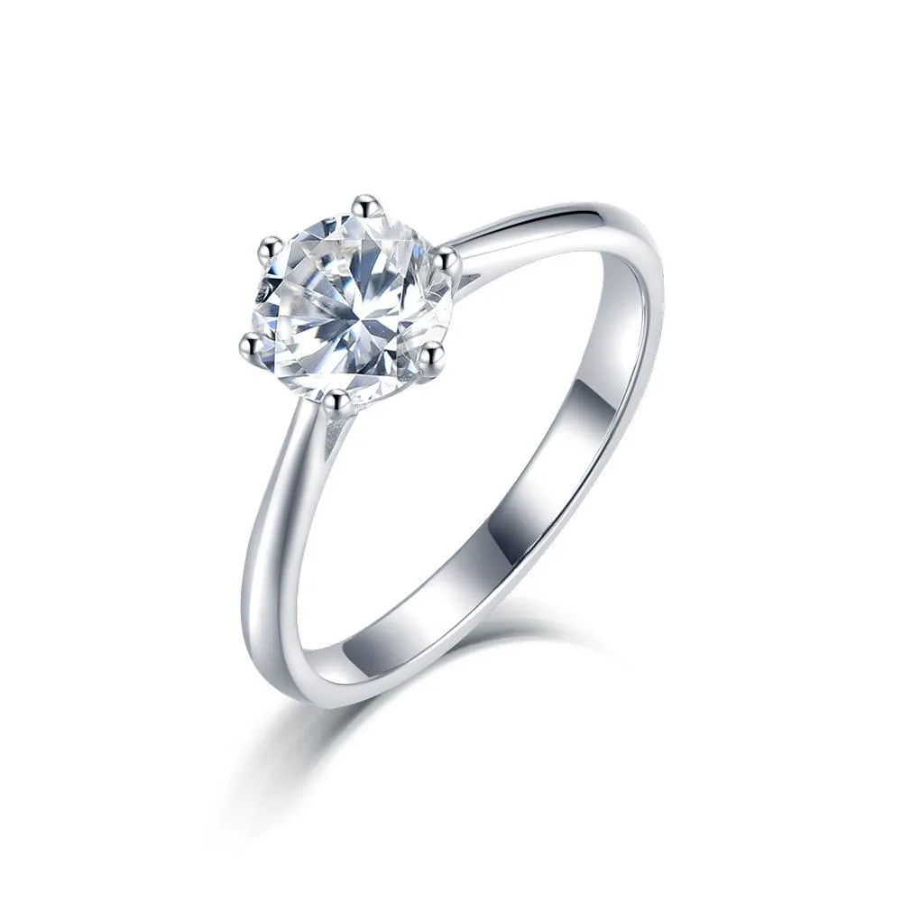 Classic Six Claw with Plain Band, 1.00ct Round Cut