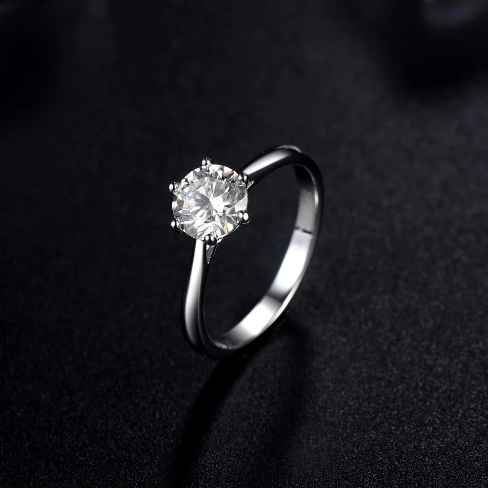 Classic Six Claw with Plain Band, 1.00ct Round Cut