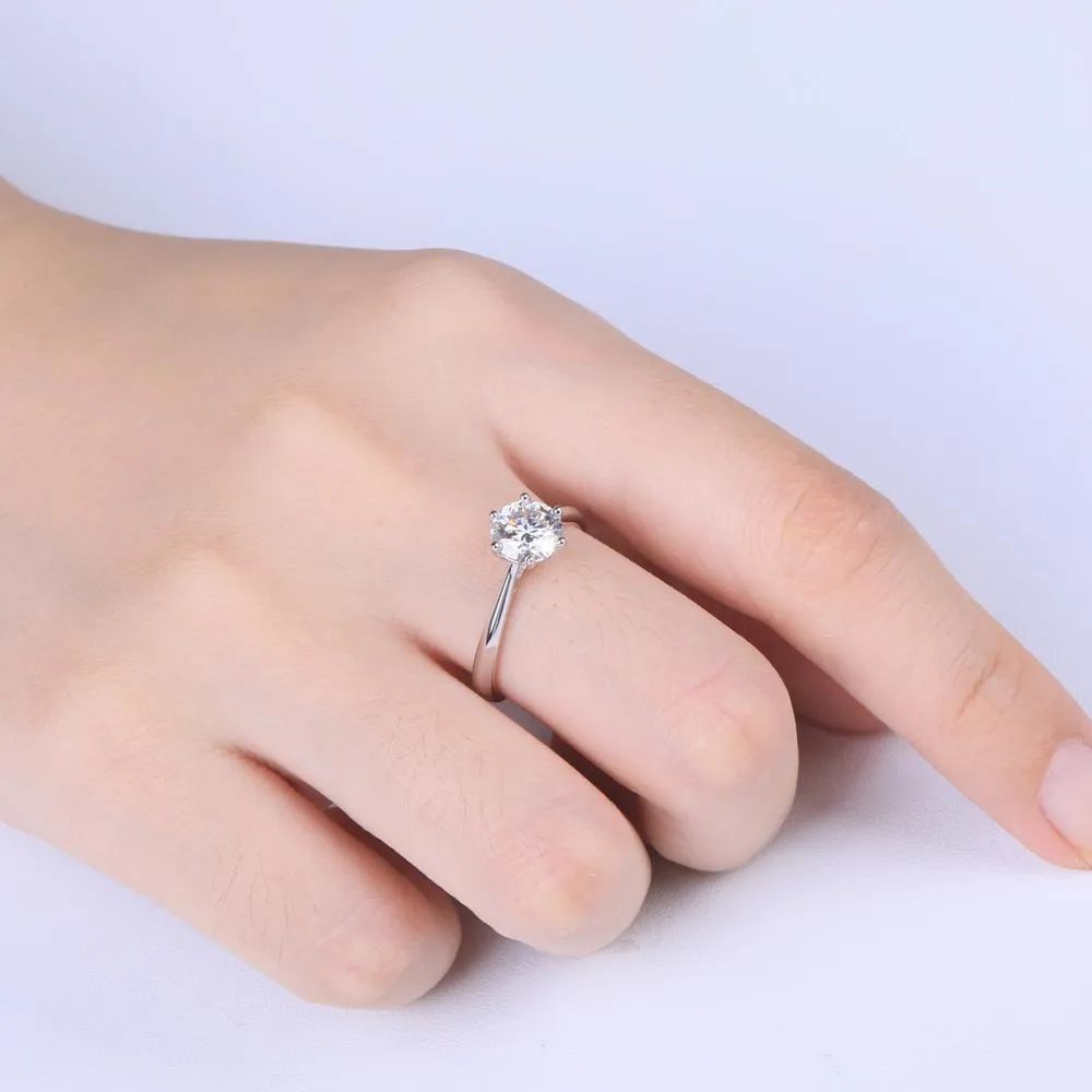 Classic Six Claw with Plain Band, 1.00ct Round Cut